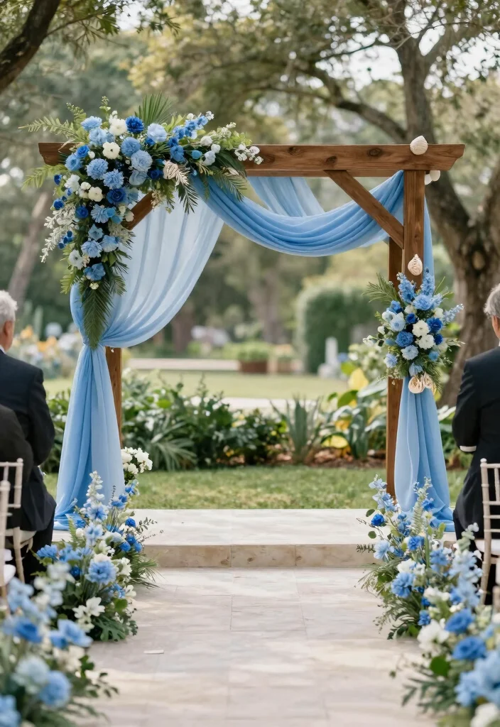 17 Blue Wedding Ideas That Add Something Truly Special - 10. Chic Blue Ceremony Décor 1