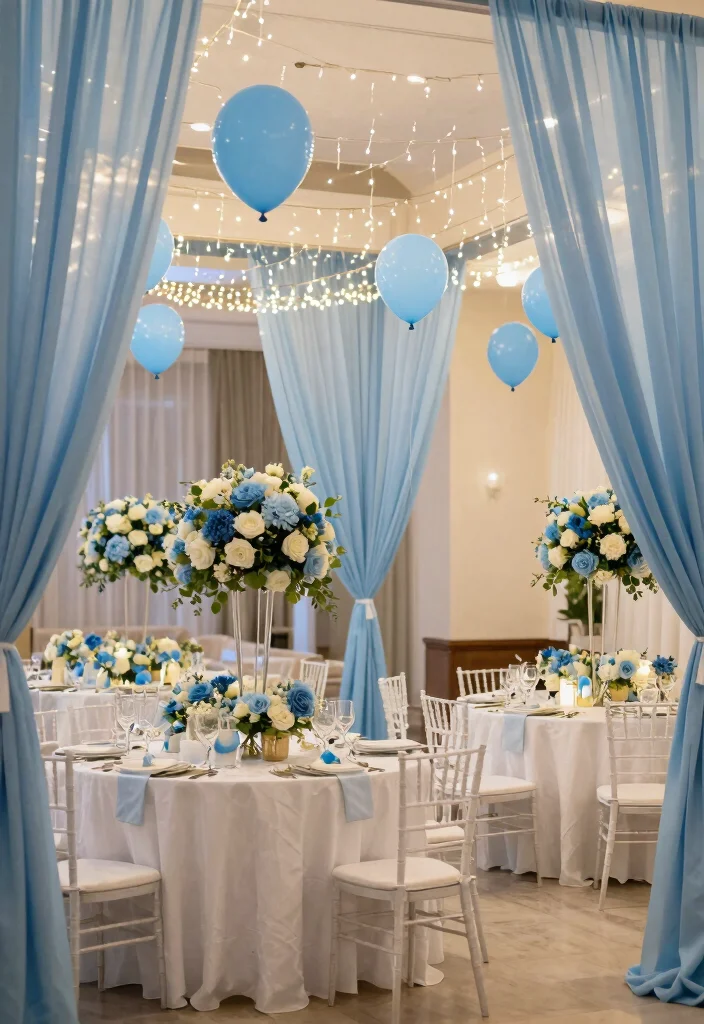 17 Blue Wedding Ideas That Add Something Truly Special - 15. Elegant Blue Decorations 1