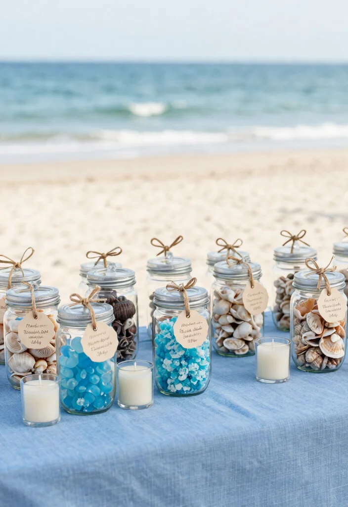17 Blue Wedding Ideas That Add Something Truly Special - 6. Beachy Guest Favors 1