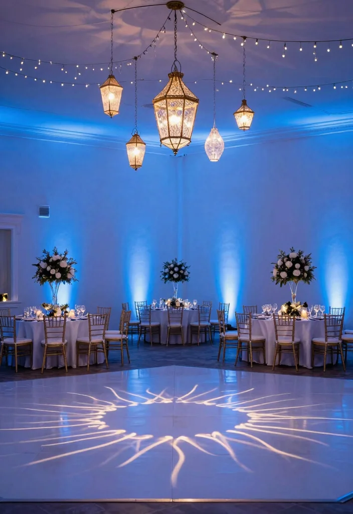 17 Blue Wedding Ideas That Add Something Truly Special - 7. Blue Lighting Effects 1