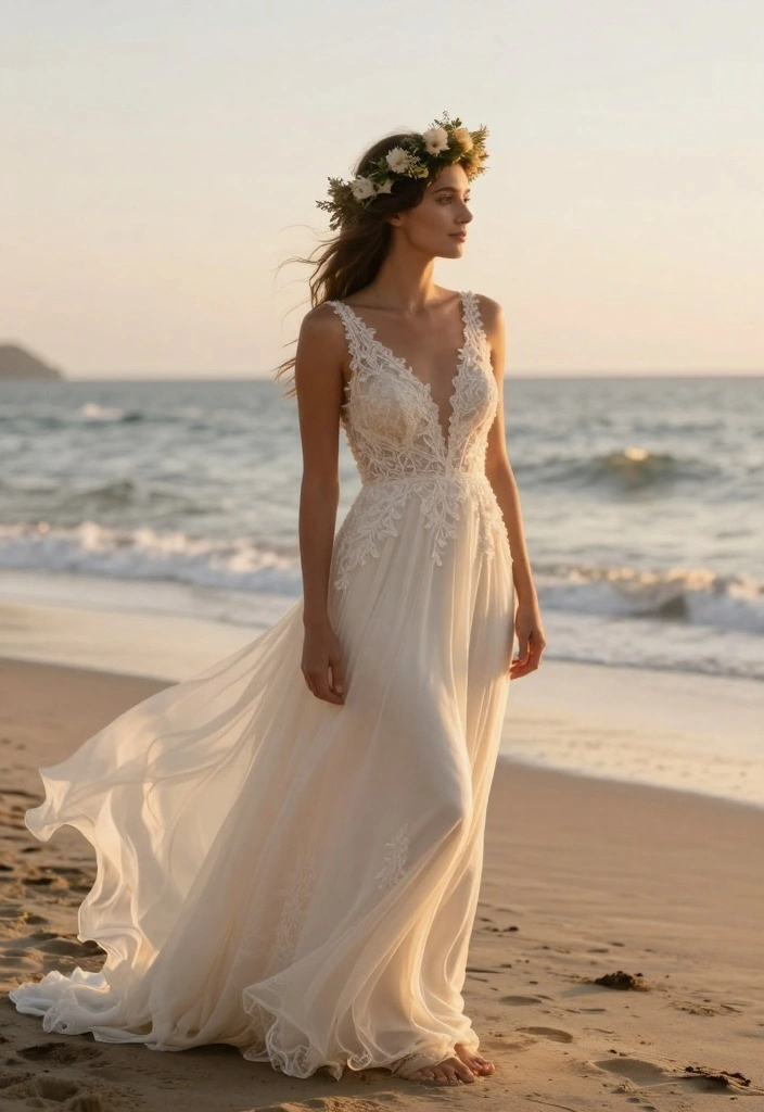 17 Boho Wedding Ideas That Bring Free-Spirited Beauty - 1. Flowing Dresses with Lace Details 1