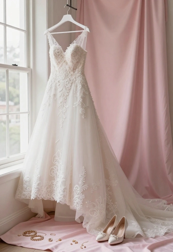 17 Bride Room Decoration Ideas For Stunning Photos - 11. Unique Display for Wedding Attire 1