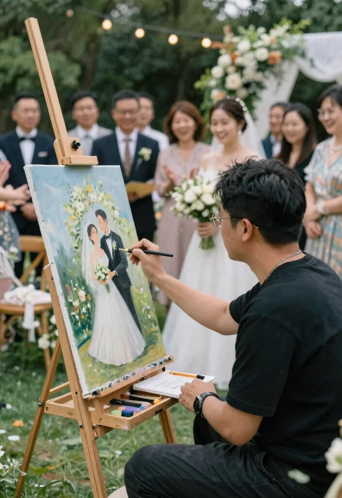 17 Casual Wedding Ideas That Feel Relaxed and Romantic - 13. Live Painter for Unique Memories 1