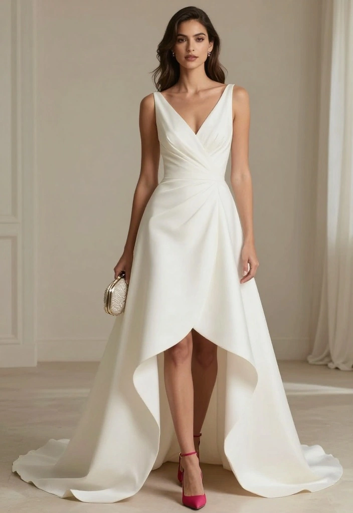17 Courthouse Wedding Dress Ideas That Feel Chic - 12. Elegant High-Low Dress 1