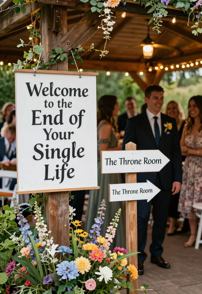 17 Funny Wedding Ideas That Make Guests Laugh - 4. Humorous Wedding Signs 1