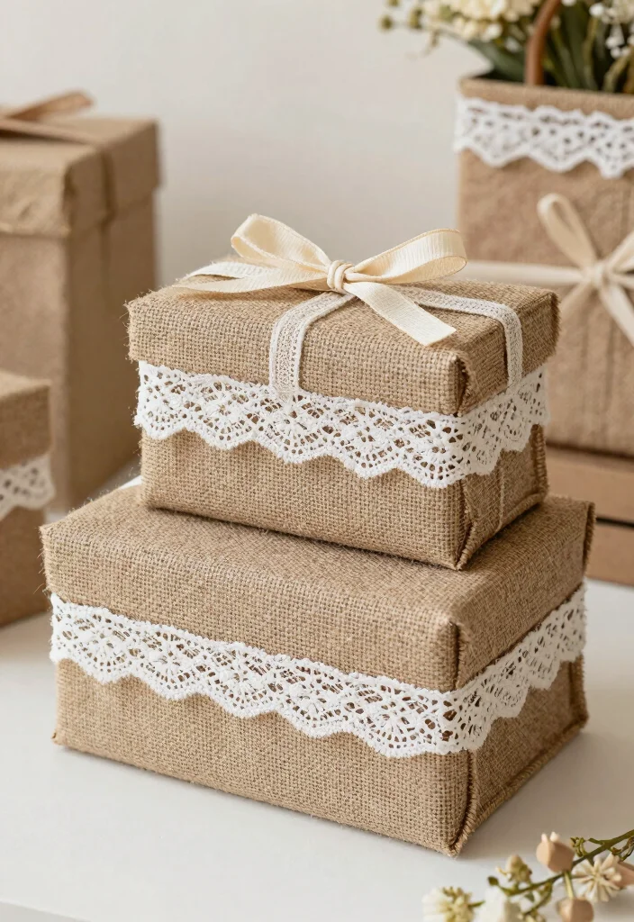 17 Graduation Party Card Box Ideas That Stand Out - 15. Lace and Burlap Card Box 1