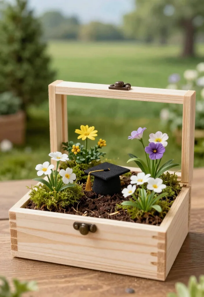 17 Graduation Party Card Box Ideas That Stand Out - 8. Miniature Garden Card Box 1