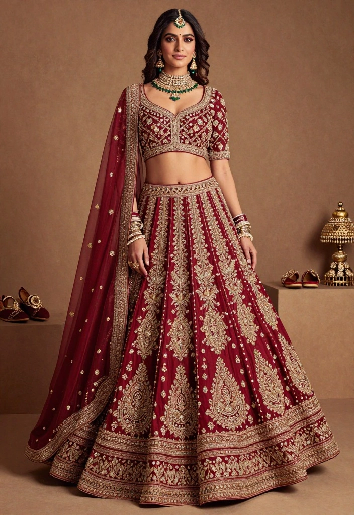 17 Nikah Dress Ideas For Timeless Elegance - 13. Traditional Choli and Lehenga Set 1