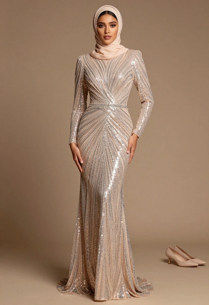 17 Nikah Dress Ideas For Timeless Elegance - 16. Glamorous Sequined Gown 1