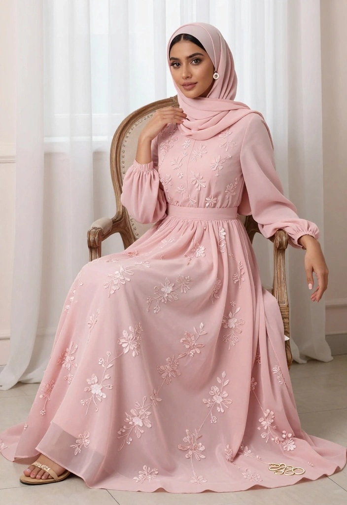 17 Nikah Dress Ideas For Timeless Elegance - 3. Pastel Pink Floor-Length Dress 1