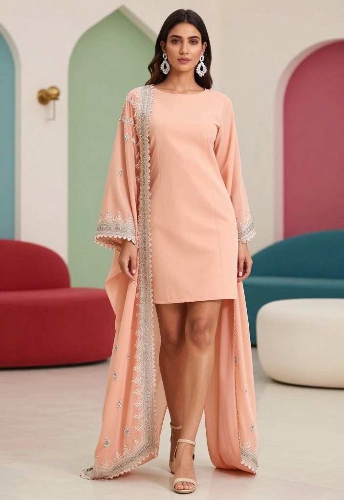 17 Nikah Dress Ideas For Timeless Elegance - 7. Short Bonded Dress with Long Overlay 1