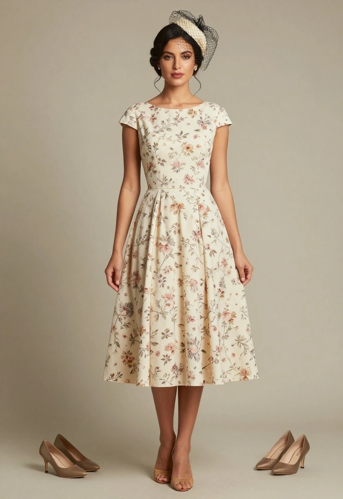 17 Nikah Dress Ideas For Timeless Elegance - 9. Vintage-Inspired Tea-Length Dress 1