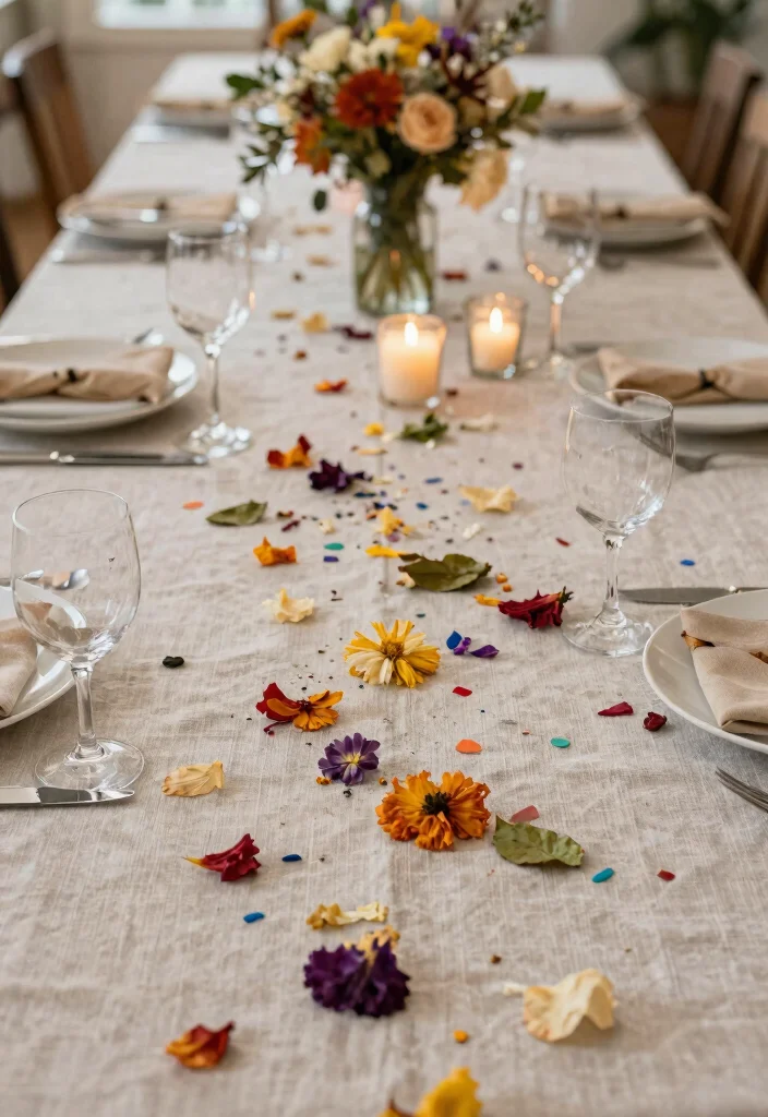 17 Rehearsal Dinner Table Decorations Ideas Guests Will Remember - 11. Eco-Friendly Confetti 1