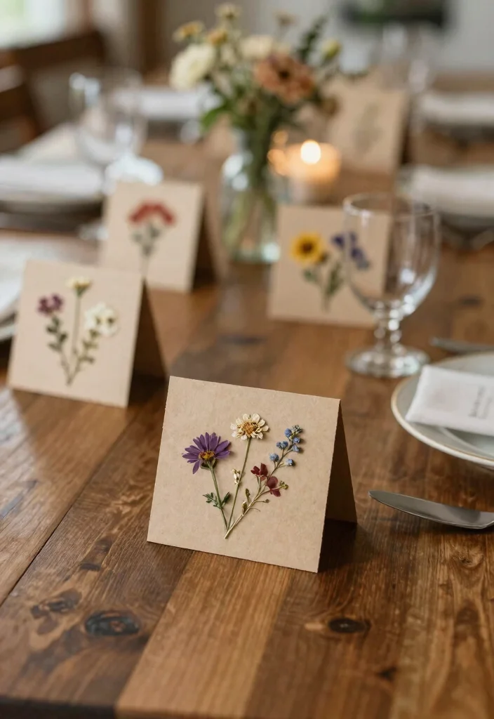 17 Rehearsal Dinner Table Decorations Ideas Guests Will Remember - 14. Handcrafted Place Cards 1