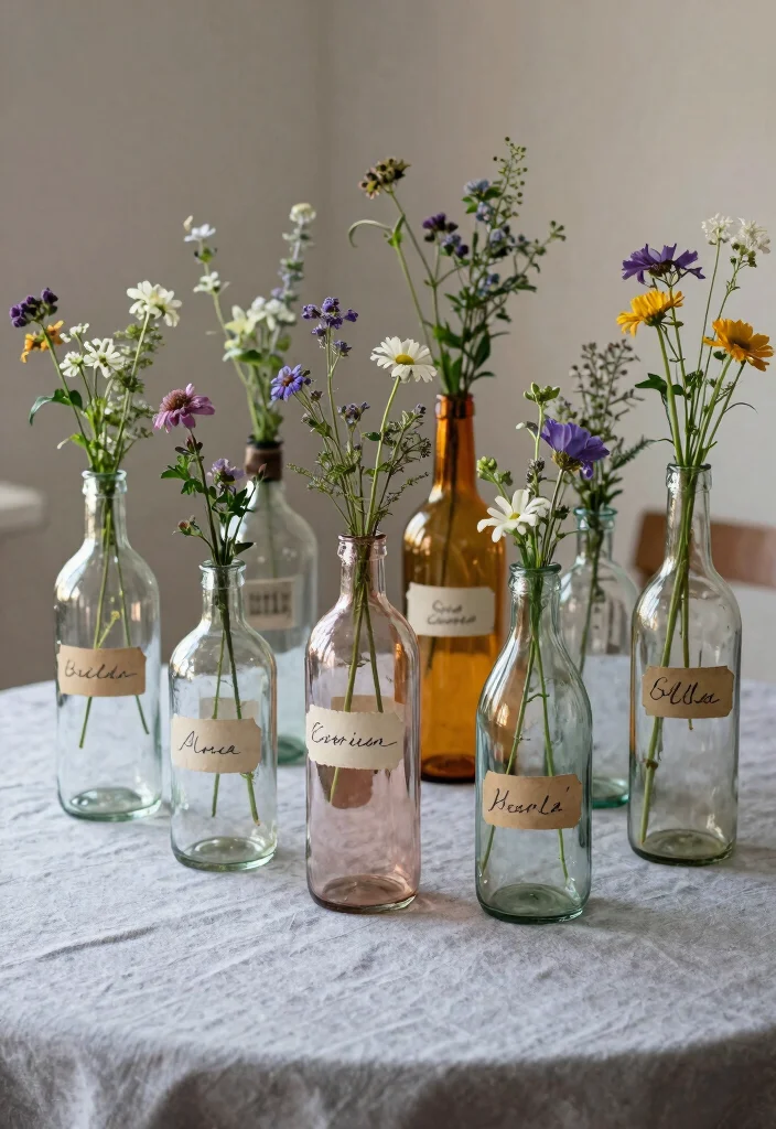 17 Rehearsal Dinner Table Decorations Ideas Guests Will Remember - 4. Upcycled Glassware 1