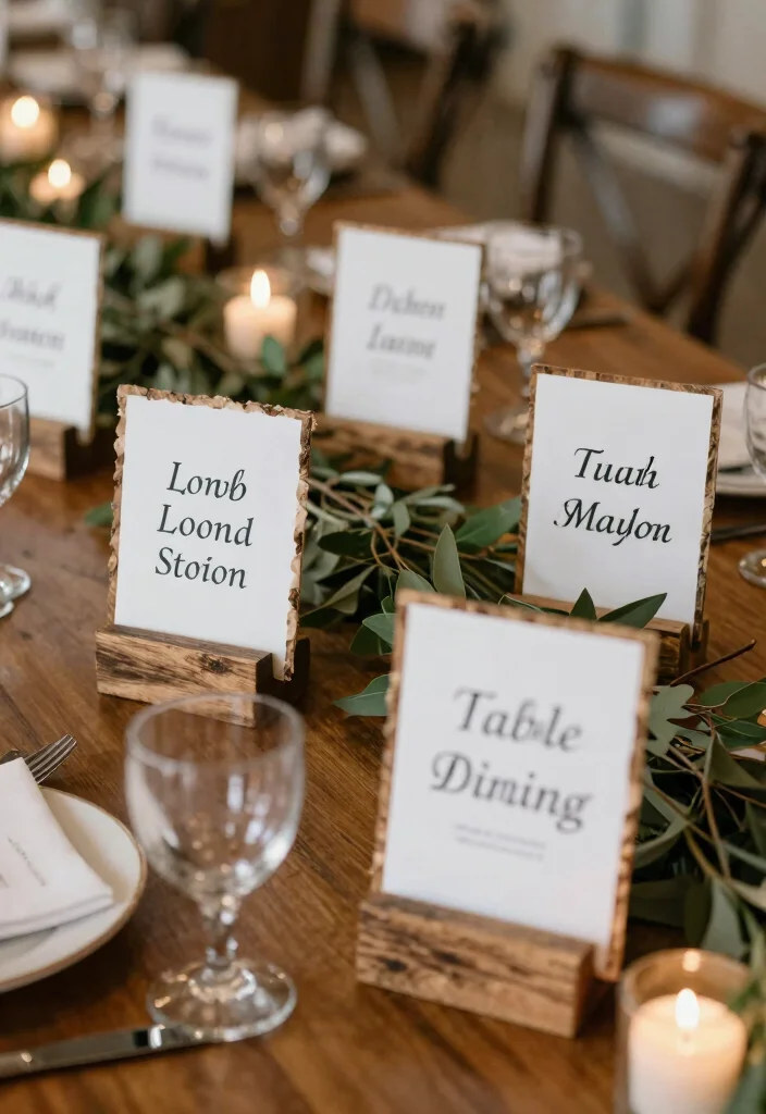 17 Rehearsal Dinner Table Decorations Ideas Guests Will Remember - 6. Personalized Table Names 1