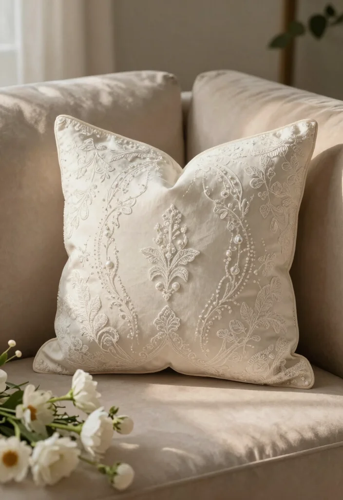 17 Repurposed Wedding Dress Ideas That Keep Memories Alive - 1. Elegant Keepsake Pillow 1