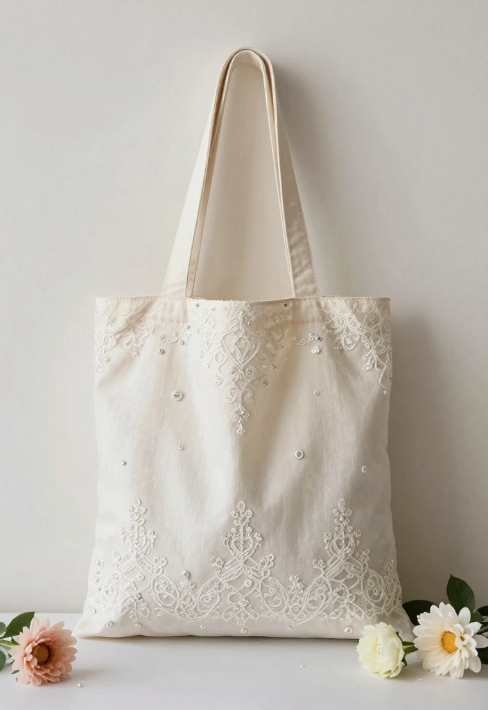 17 Repurposed Wedding Dress Ideas That Keep Memories Alive - 12. Personalized Tote Bag 1