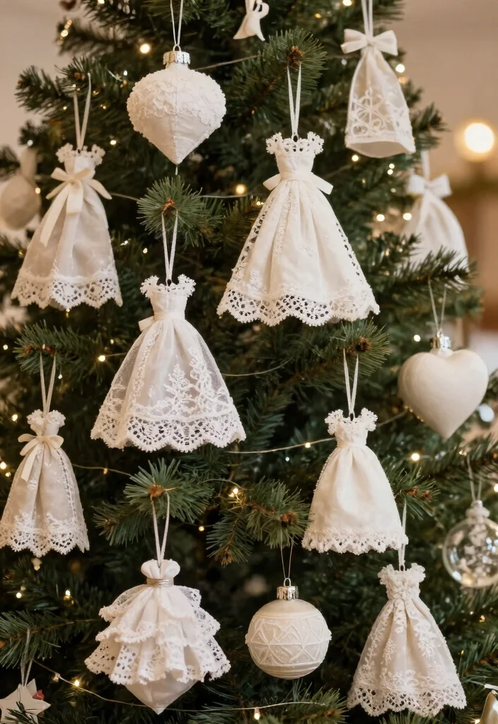 17 Repurposed Wedding Dress Ideas That Keep Memories Alive - 13. Meaningful Christmas Ornaments 1