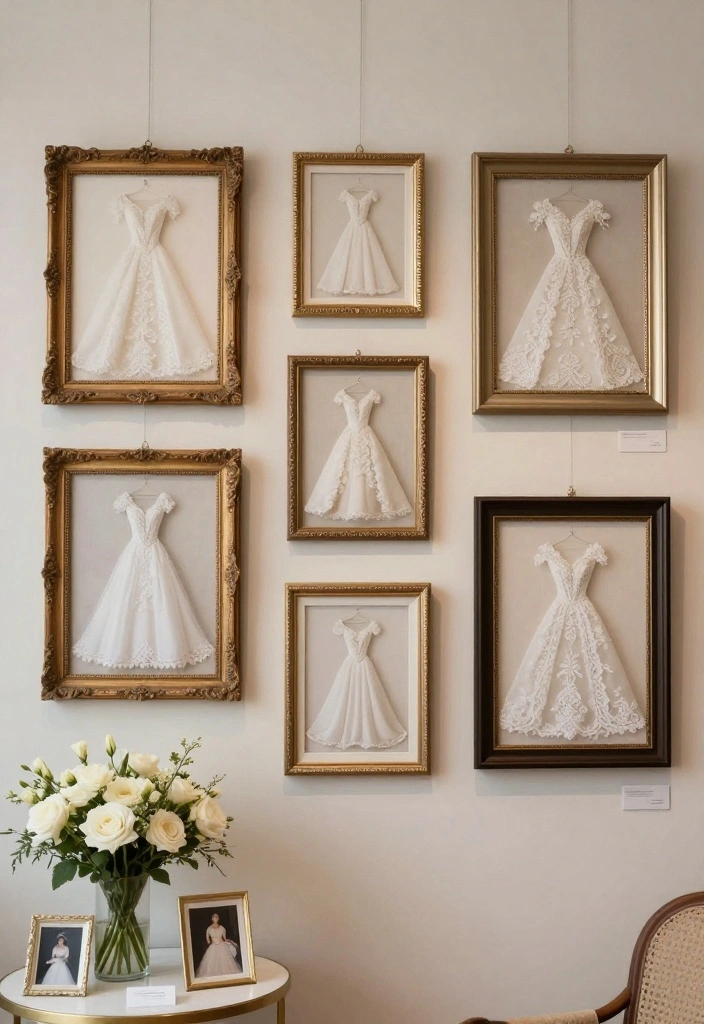 17 Repurposed Wedding Dress Ideas That Keep Memories Alive - 3. Stunning Wall Art 1