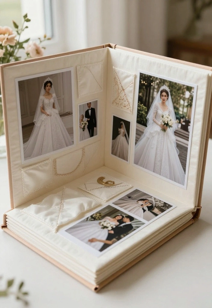 17 Repurposed Wedding Dress Ideas That Keep Memories Alive - 8. Custom Wedding Dress Memory Book 1