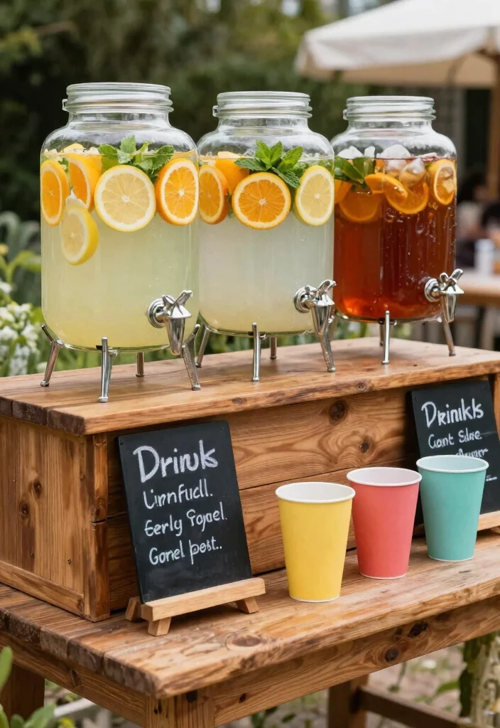 17 Wedding Decor Ideas on a Budget That Still Look Luxe - 15. Refreshing Drink Stations 1