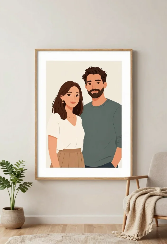 18 Bride to Be Gift Ideas That Feel Thoughtful and Cute - 5. Custom Illustration of the Couple 1