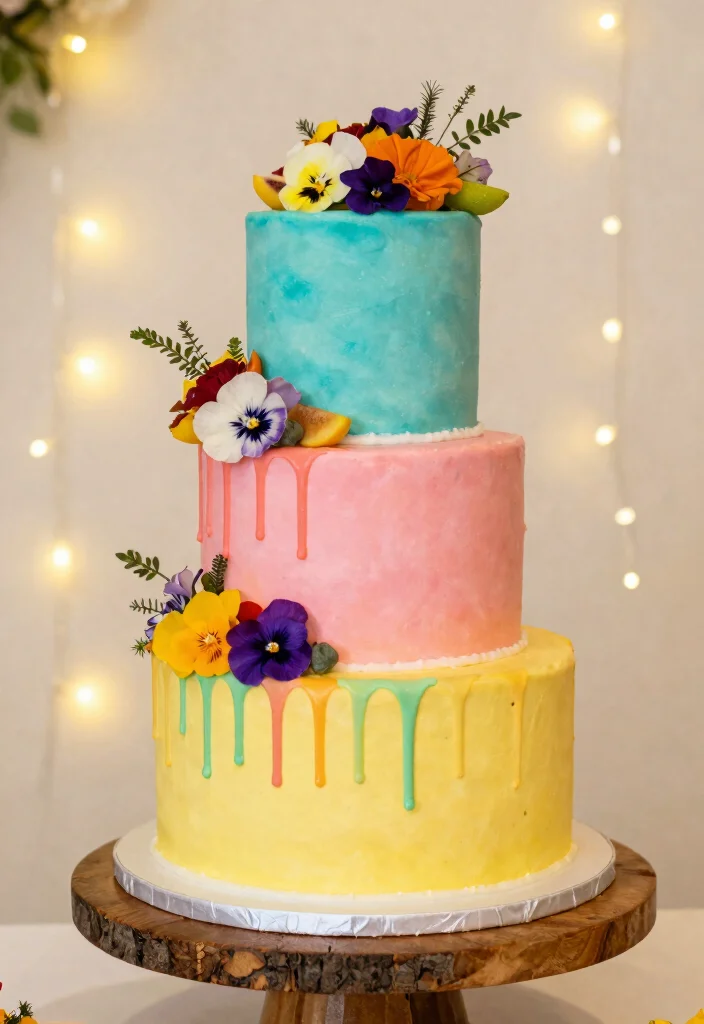 18 Colorful Wedding Ideas That Feel Joyful and Unique - 6. Fun and Colorful Cake Designs 1