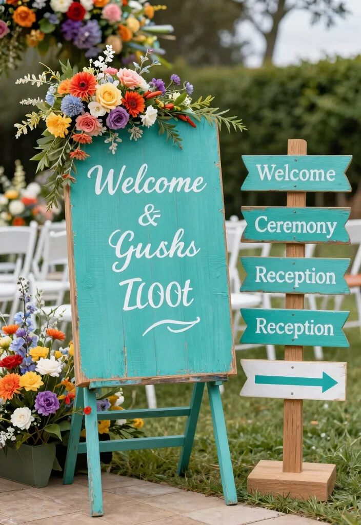 18 Colorful Wedding Ideas That Feel Joyful and Unique - 8. Colorful Wedding Signage 1