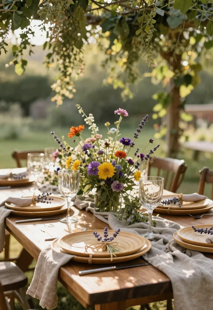 18 Engagement Plates Decoration Ideas That Look Luxurious - 1. Boho Chic with Natural Elements 1