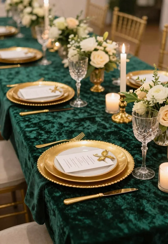 18 Engagement Plates Decoration Ideas That Look Luxurious - 11. Luxurious Velvet Table Runners 1