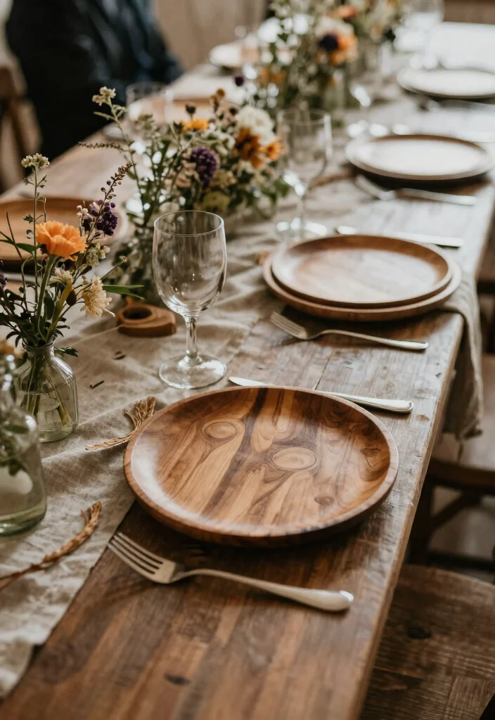 18 Engagement Plates Decoration Ideas That Look Luxurious - 16. Rustic Wooden Plates 1