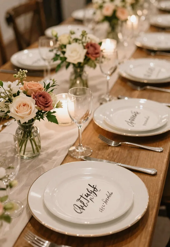 18 Engagement Plates Decoration Ideas That Look Luxurious - 17. Personalized Plates for Each Guest 1