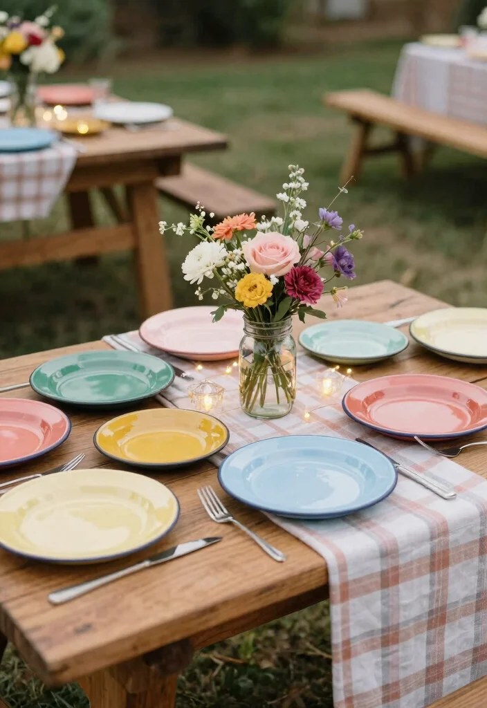18 Engagement Plates Decoration Ideas That Look Luxurious - 6. Rustic Charm with Enamelware 1