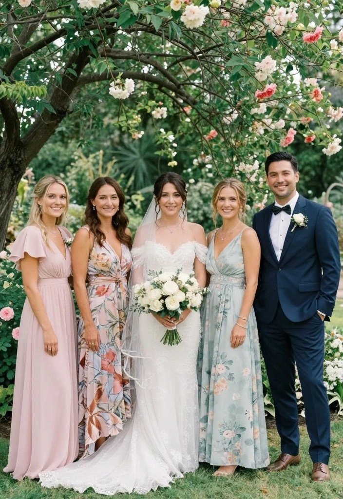 18 Garden Wedding Ideas That Feel Naturally Beautiful - 13. Stunning Bridal Party Attire 1