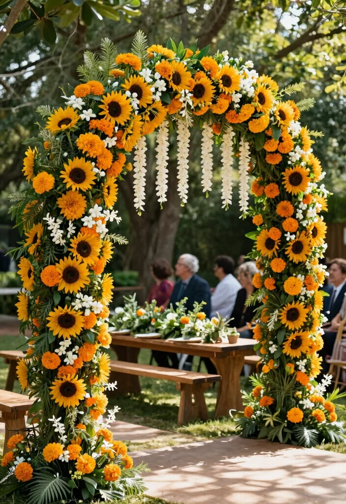 18 Haldi Mehendi Decoration Ideas That Combine Colors Perfectly - 1. Eco-Friendly Floral Installations 1