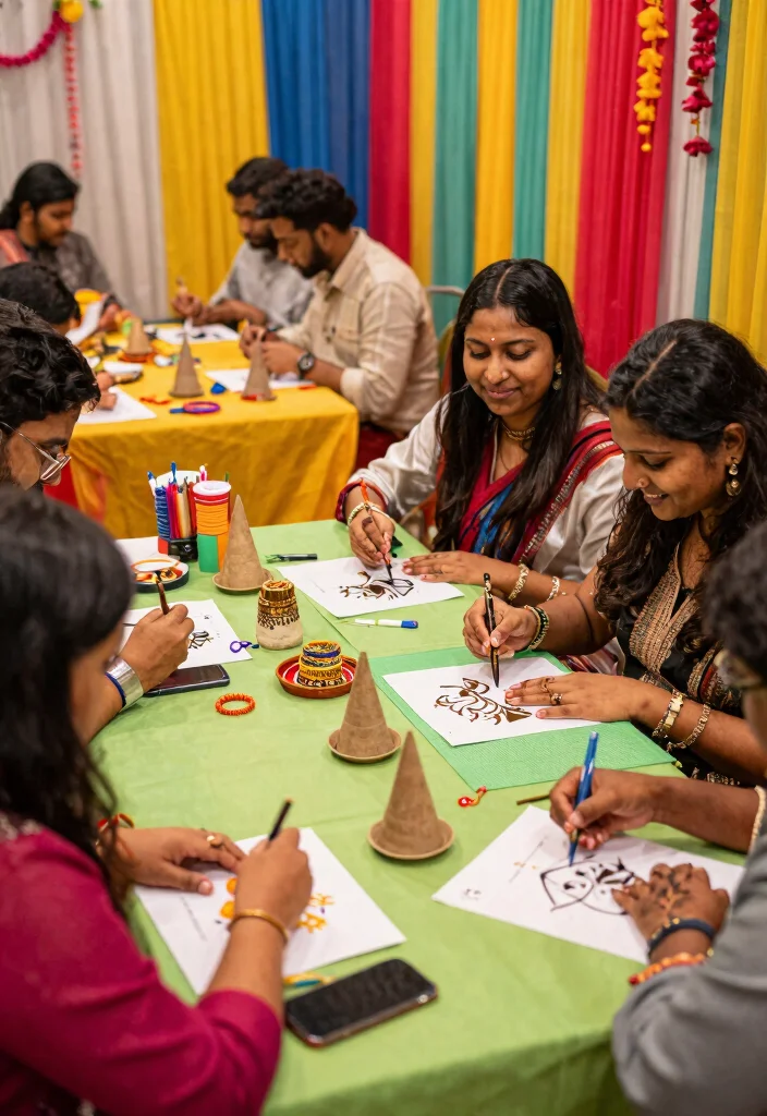 18 Haldi Mehendi Decoration Ideas That Combine Colors Perfectly - 14. Interactive Stations for Guests 1