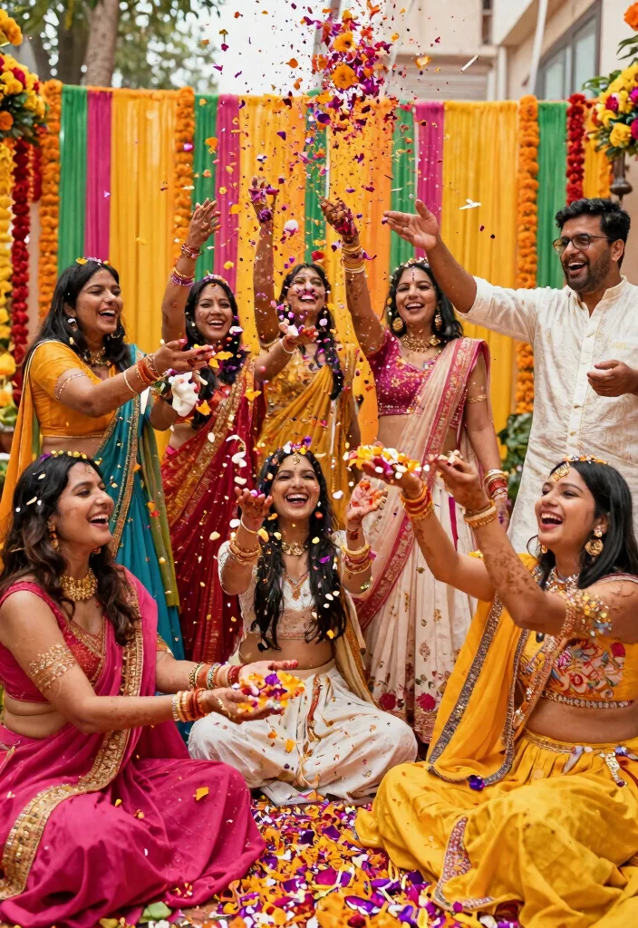 18 Haldi Mehendi Decoration Ideas That Combine Colors Perfectly - 16. Eco-Friendly Confetti Launch 1