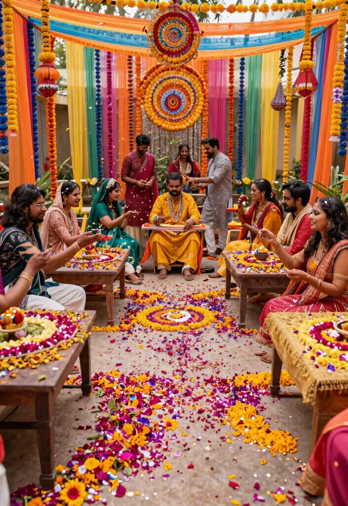 18 Haldi Mehendi Decoration Ideas That Combine Colors Perfectly - 8. Eco-Friendly Confetti and Decorations 1