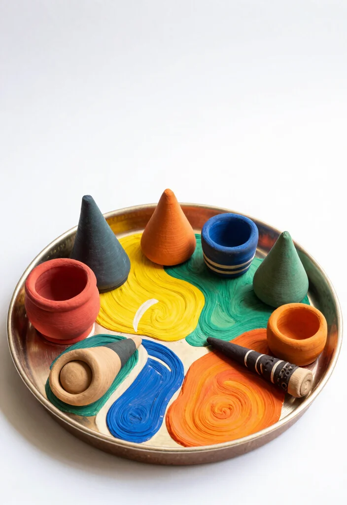 18 Mehndi Thali Decoration Ideas That Dazzle - 10. Artistic Abstract Thali 1