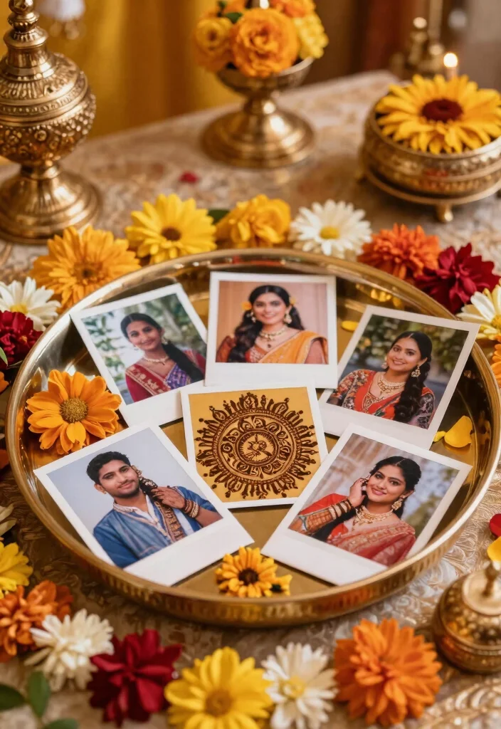 18 Mehndi Thali Decoration Ideas That Dazzle - 15. Personalized Love Story Thali 1