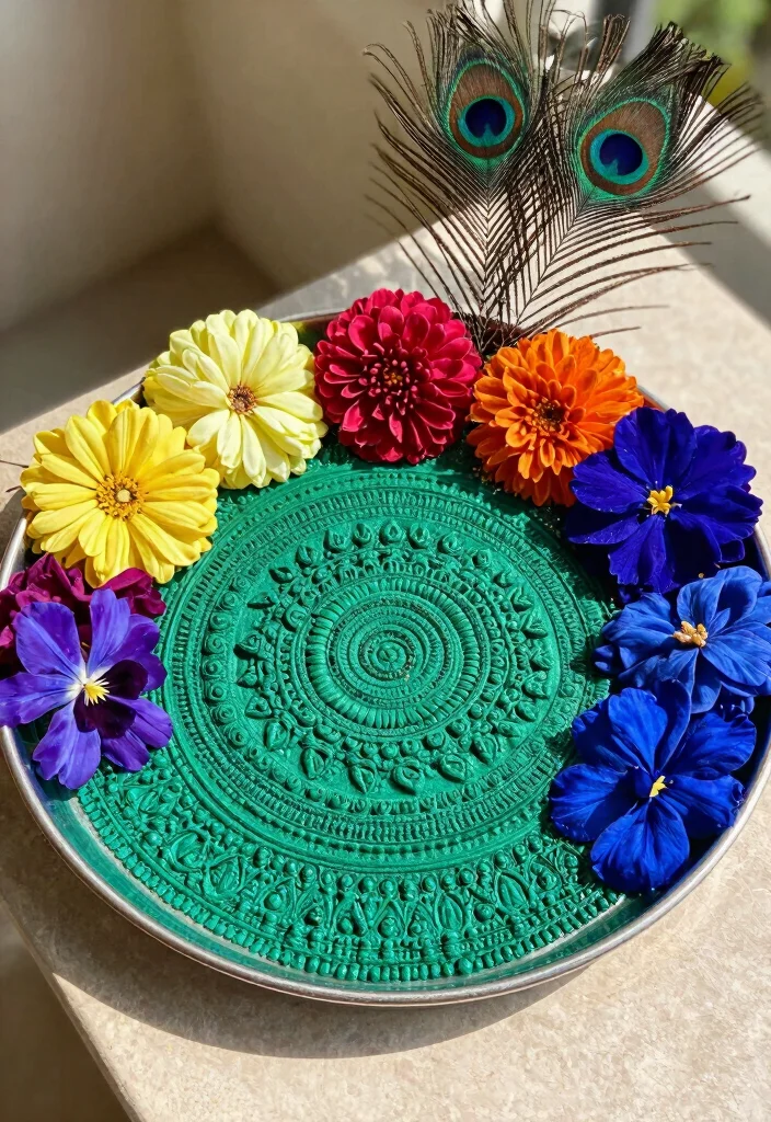 18 Mehndi Thali Decoration Ideas That Dazzle - 7. Jewel Tones Thali 1