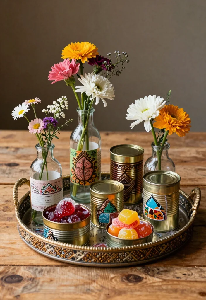 18 Mehndi Tray Decoration Ideas That Look Beautiful in Photos - 12. Recycled Materials 1