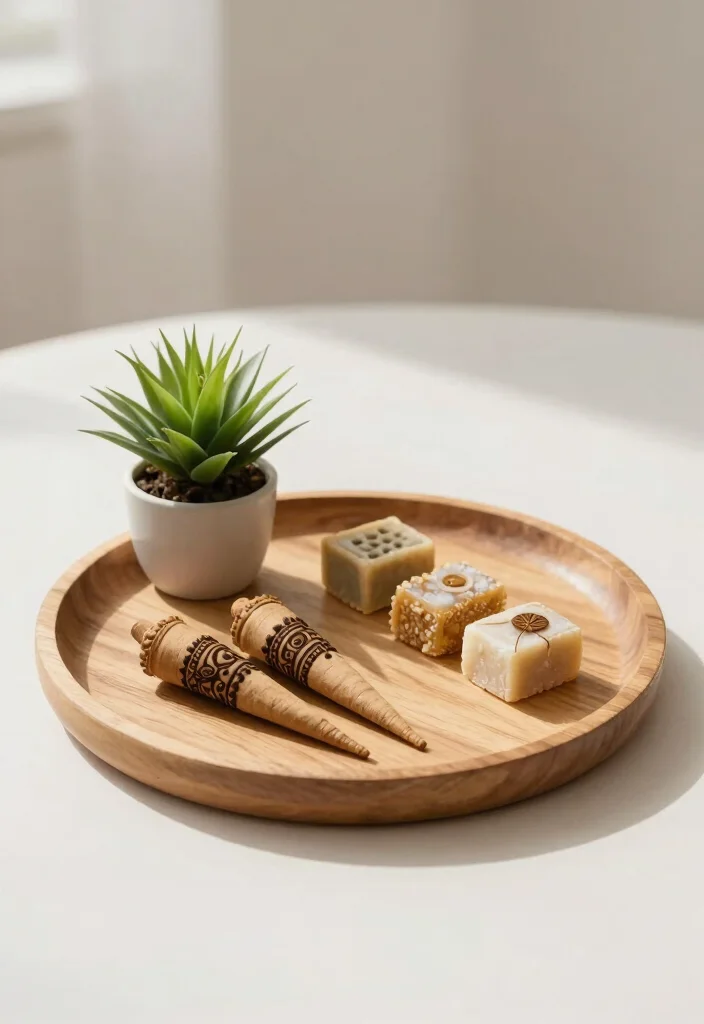 18 Mehndi Tray Decoration Ideas That Look Beautiful in Photos - 7. Minimalist Elegance 1