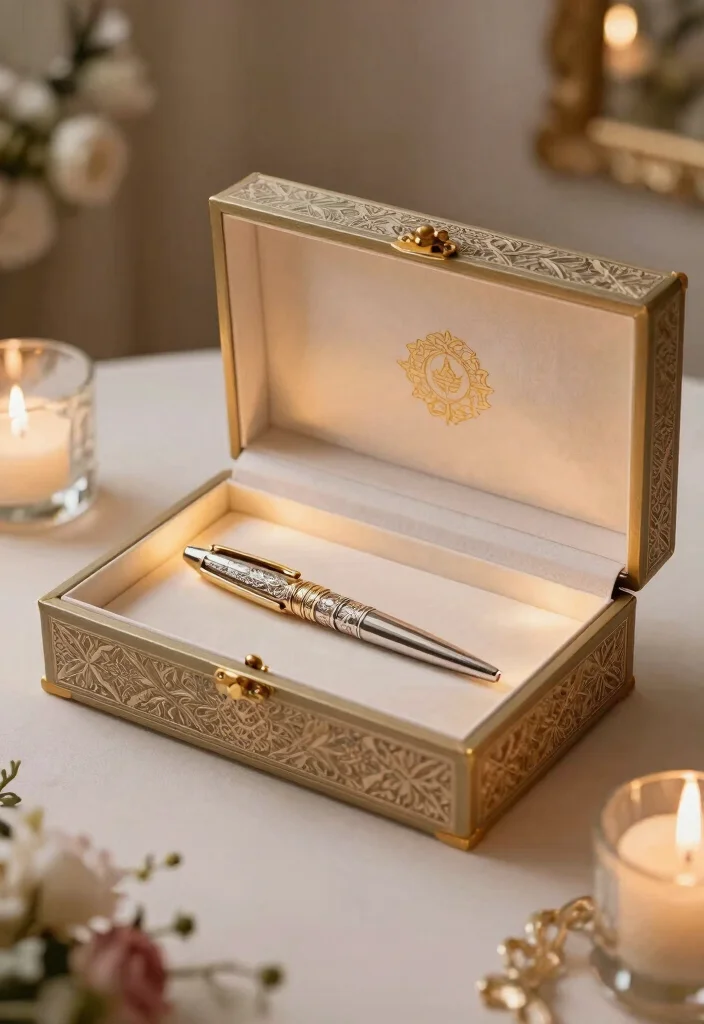 18 Nikkah Pen Decoration Ideas That Feel Elegant - 16. Elegant Box Presentation 1