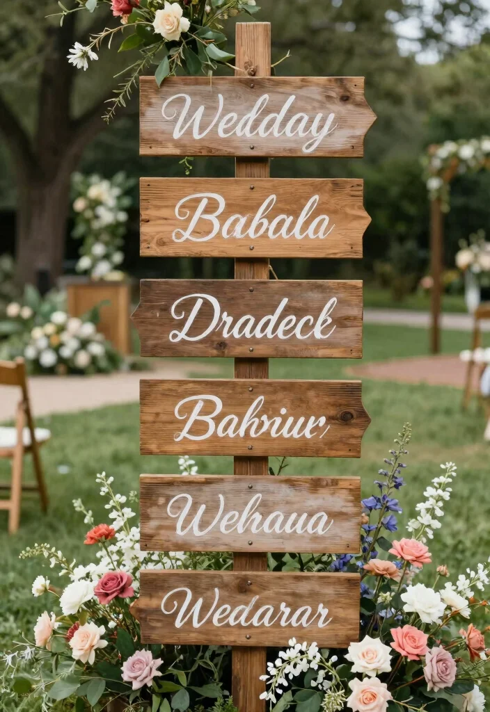 18 Outdoor Wedding Ideas on a Budget That Still Feel Luxe - 11. Handcrafted Signage 1