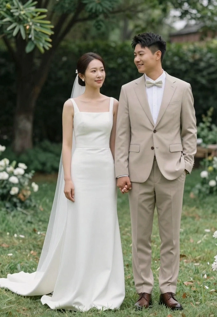 18 Outdoor Wedding Ideas on a Budget That Still Feel Luxe - 12. Simple Yet Elegant Attire 1