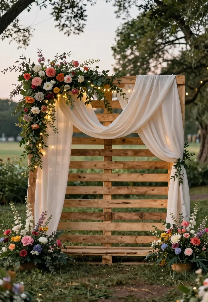 18 Pallet Wedding Ideas That Feel Rustic And Creative - 1. Pallet Ceremony Backdrop 1