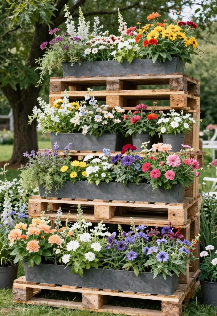 18 Pallet Wedding Ideas That Feel Rustic And Creative - 11. Pallet Planters 1