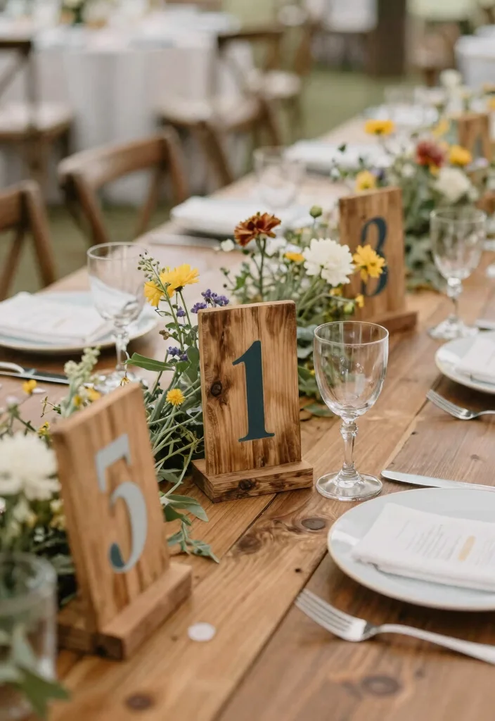 18 Pallet Wedding Ideas That Feel Rustic And Creative - 12. Pallet-Style Table Numbers 1